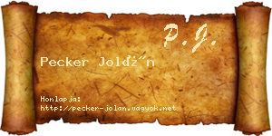 Pecker Jolán névjegykártya